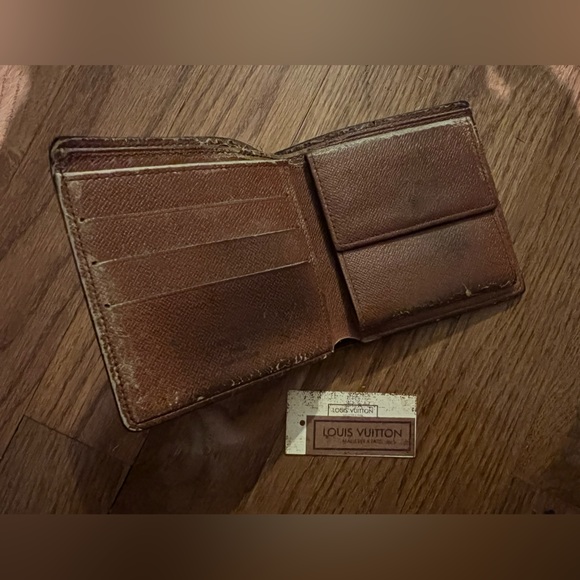 LOUIS VUITTON Folded Wallet Bi-fold PVC Brown Monogram Used - Picture 11 of 15